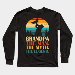 Grandpa The Man The Myth The Legend Happy Father Parent Day Summer Holidays Vintage Retro Long Sleeve T-Shirt